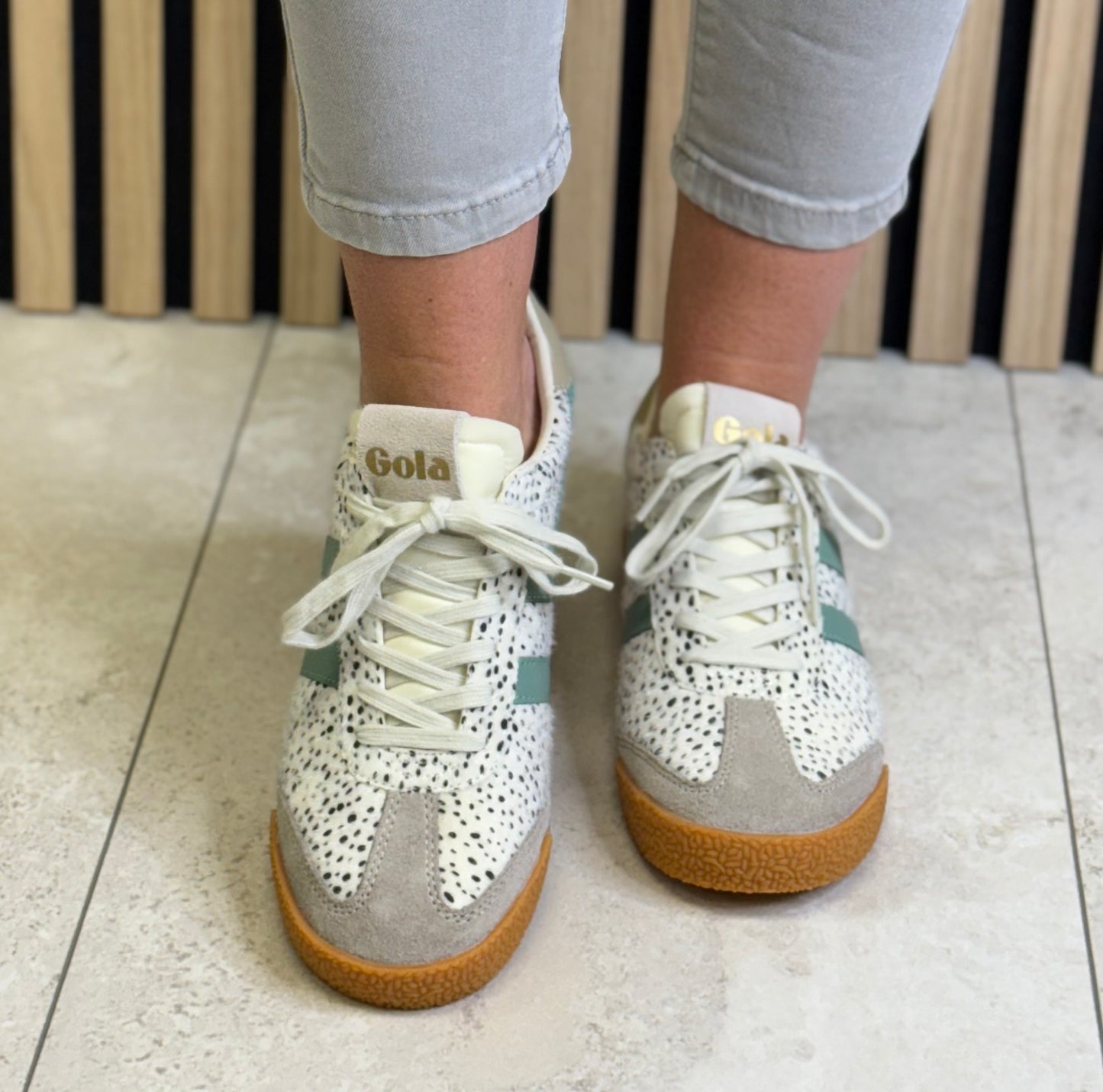 Gola - ‘Elan Savanna' Cheetah/Feather Grey/Green Mist Trainer