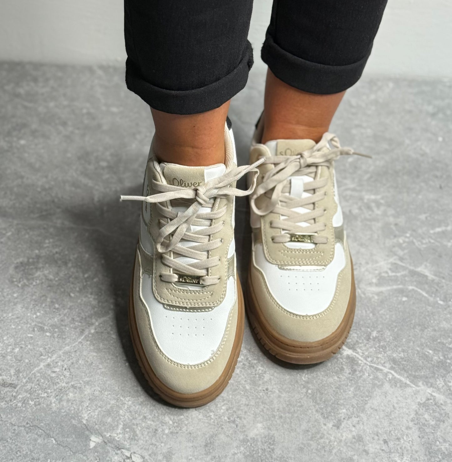 S Oliver - White Combo Gum Sole Trainer