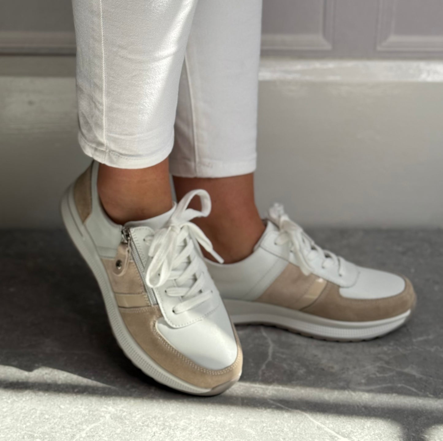 Patrizio Como - 'Biella' Creme Bardo Leather Trainer
