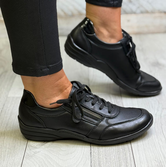 Remonte - Black Side Zip Casual Shoe
