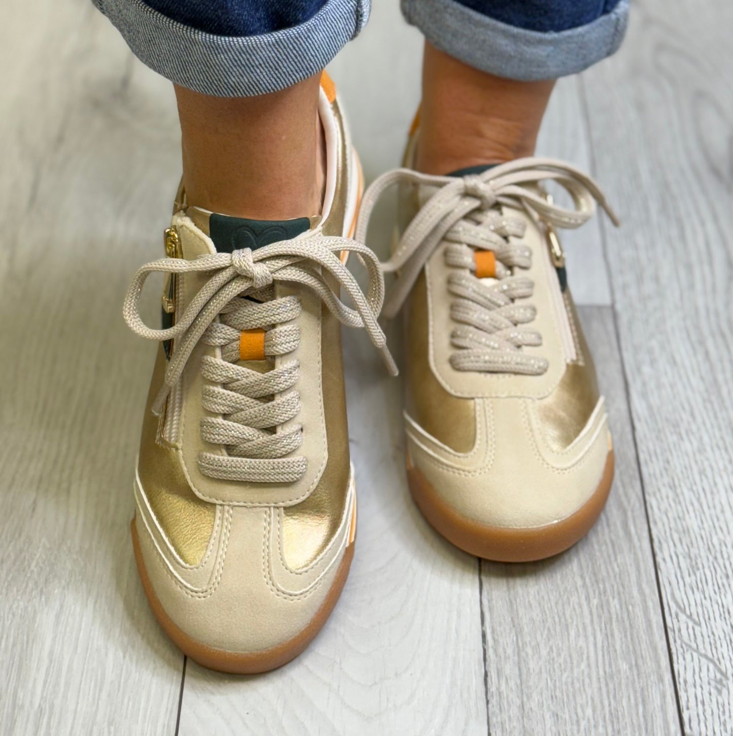 Marco Tozzi - Gold/Beige Combo Trainer