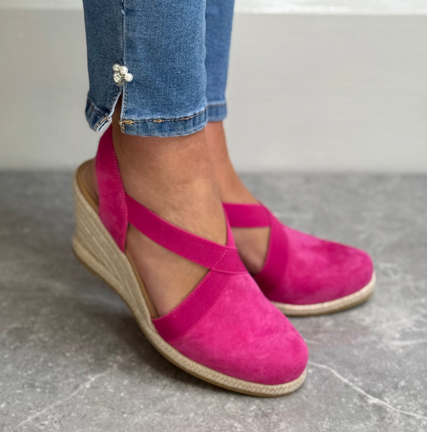 Kate Appleby - ‘Llanidan’ Hot Pink Wedge Sandal