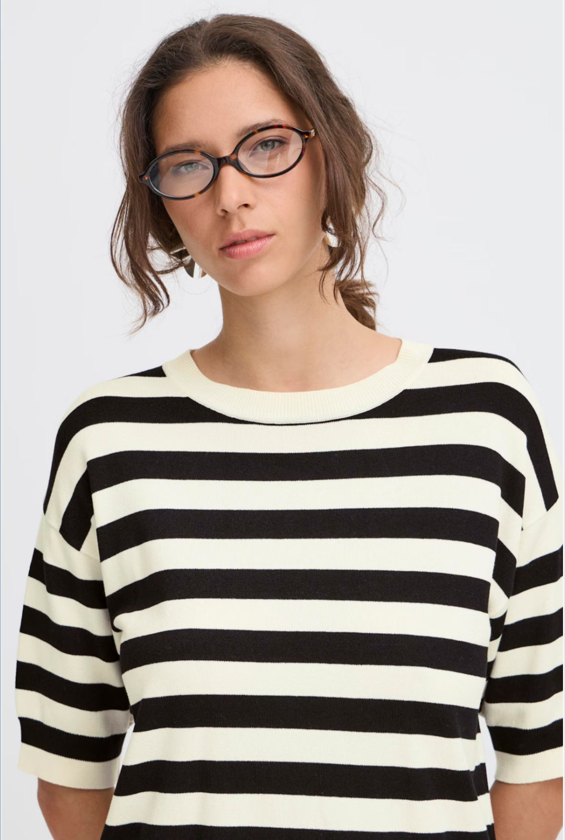b.young - Black/White Stripe Knit
