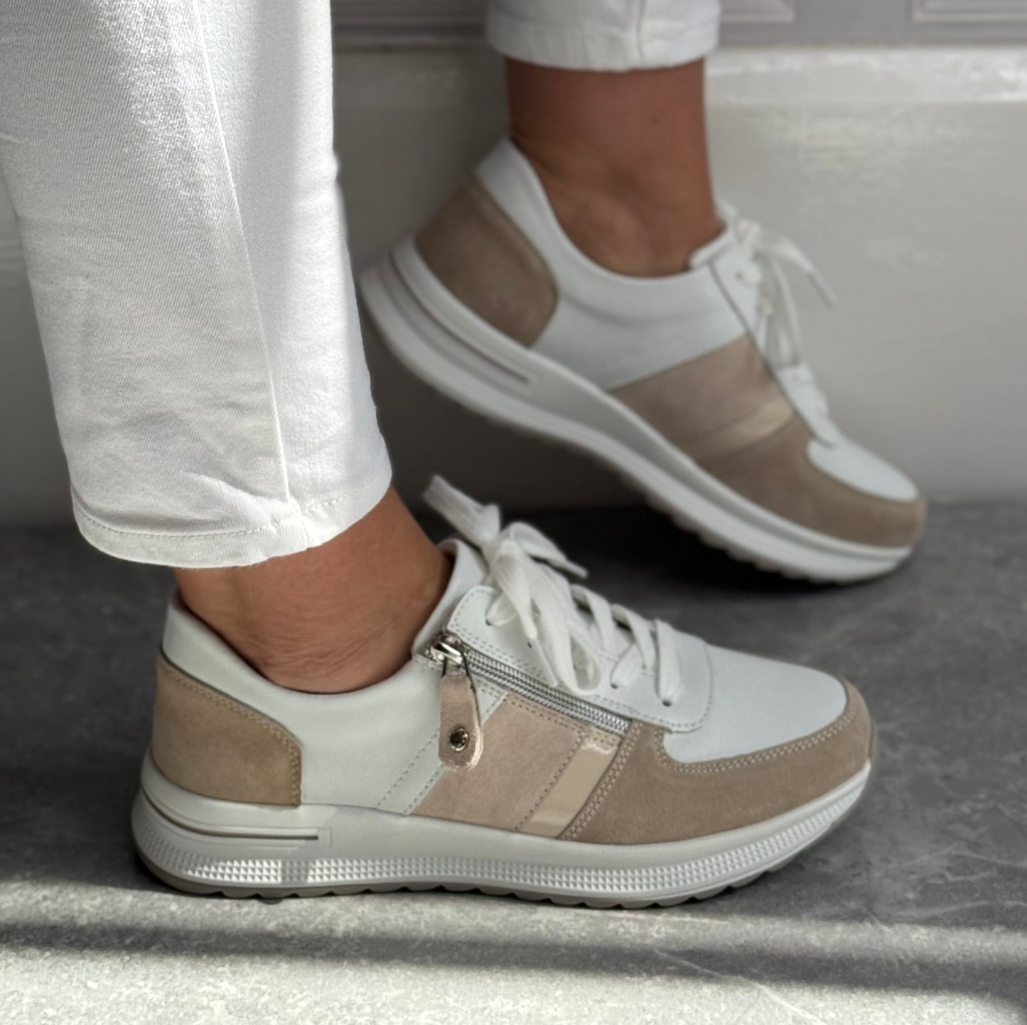 Patrizio Como - 'Biella' Creme Bardo Leather Trainer