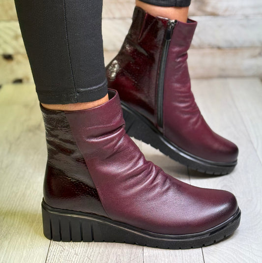 Lotus - 'Adlee' Burgundy Leather Ankle Boot