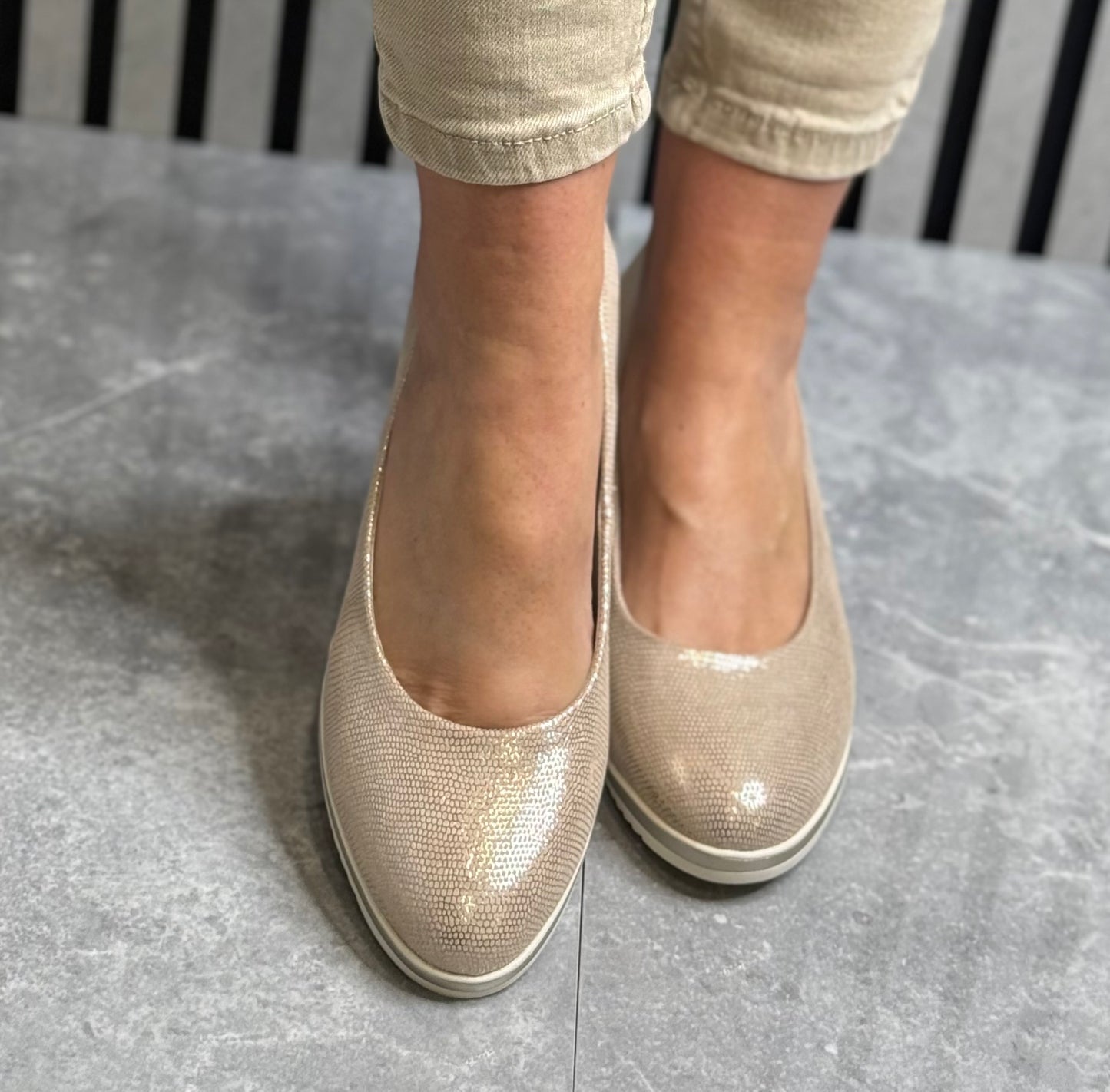 Tamaris - Light Gold Espadrille Wedge Shoe