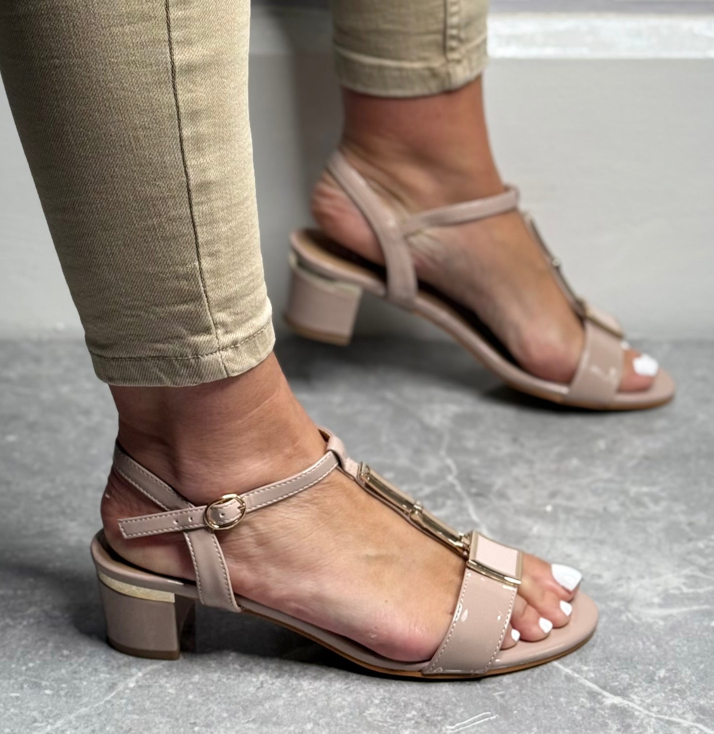 Lunar - 'Blaze' Nude Patent Sandal