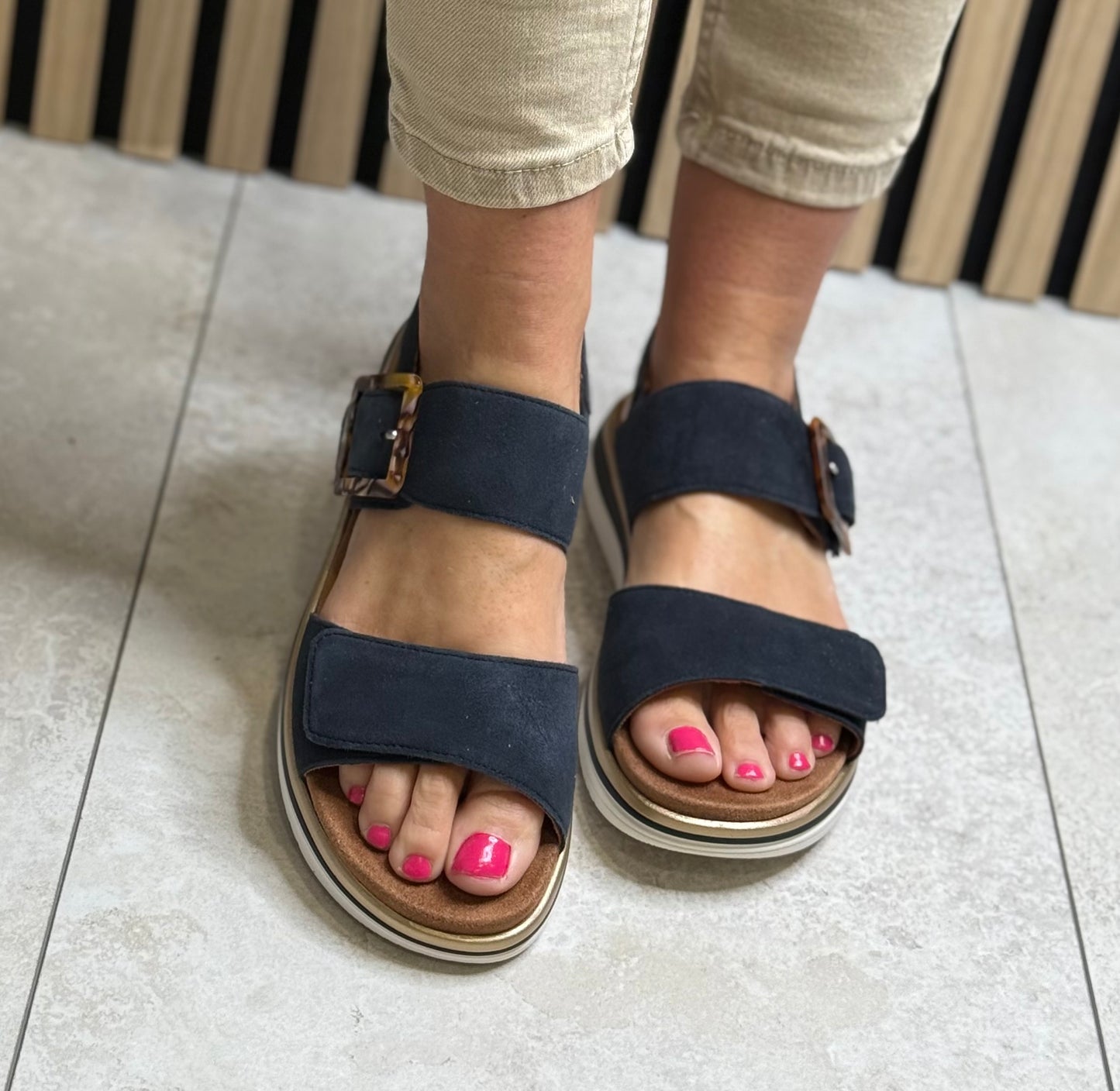 Remonte - Dark Navy Suede Sandal