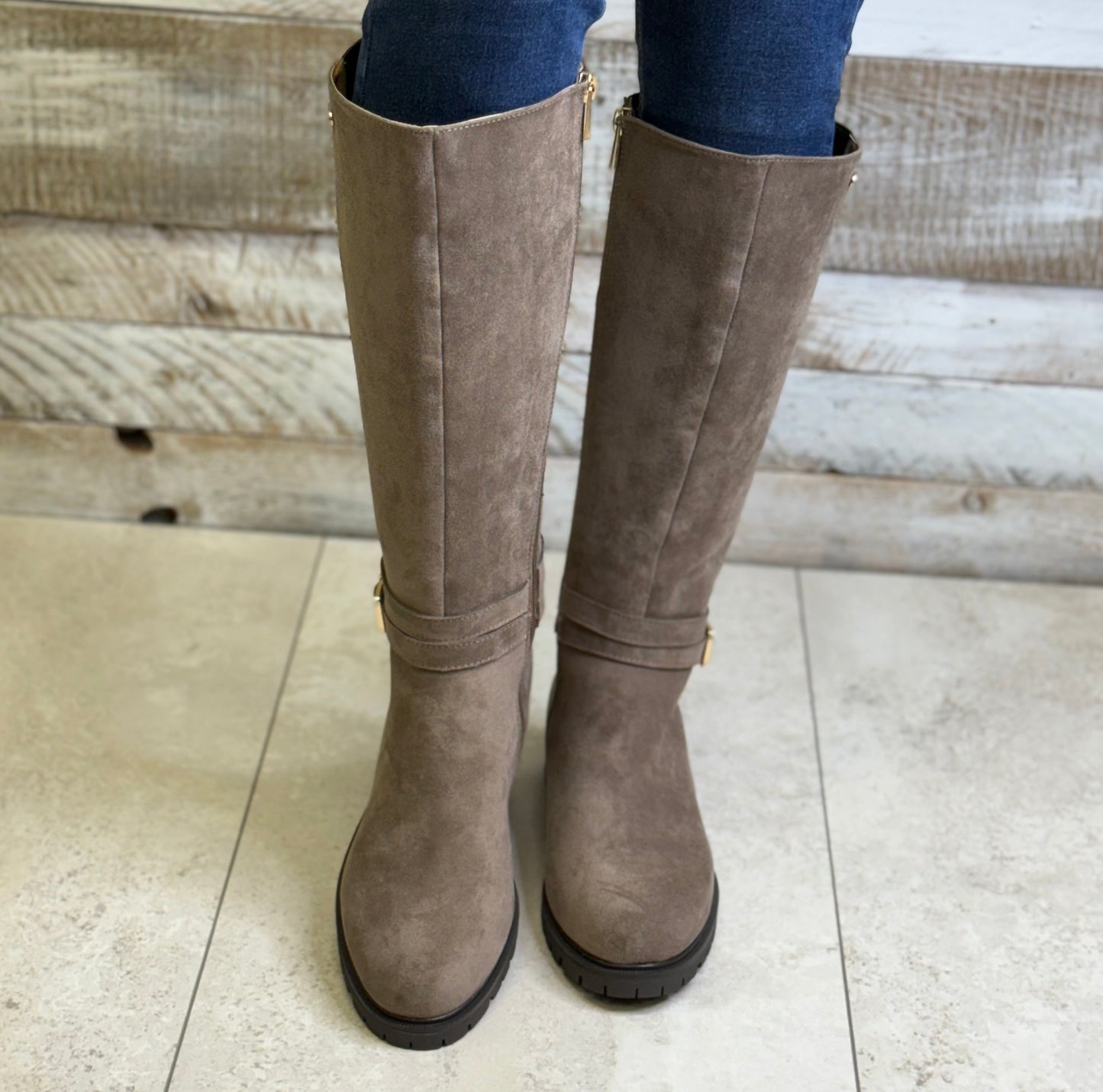 Patrizio Como - 'Catanzara' Taupe Gusset Long Boot