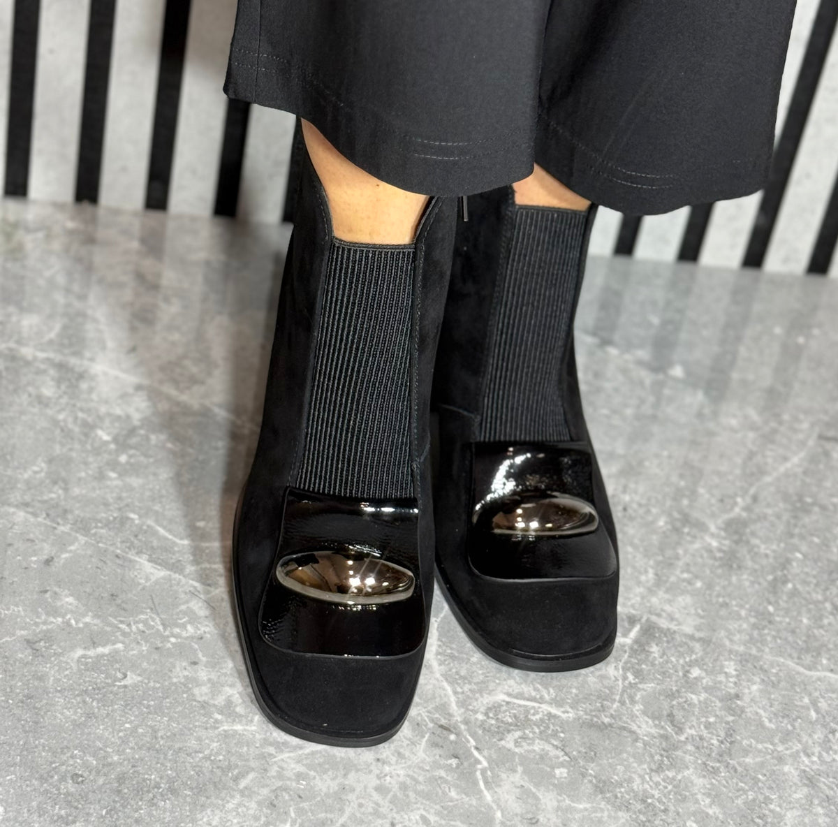 Loretta Vitale - Black Suede Block Heel Boot
