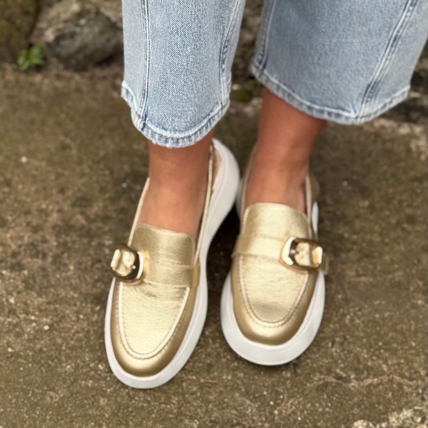 Wonders - A-3624 Max Platino Metallic Slingback Loafer