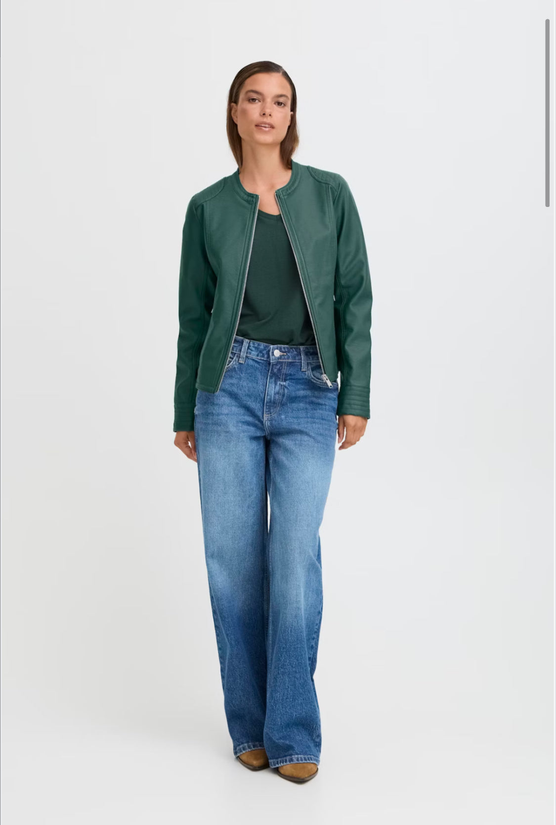 b.young - Green Faux Leather Jacket