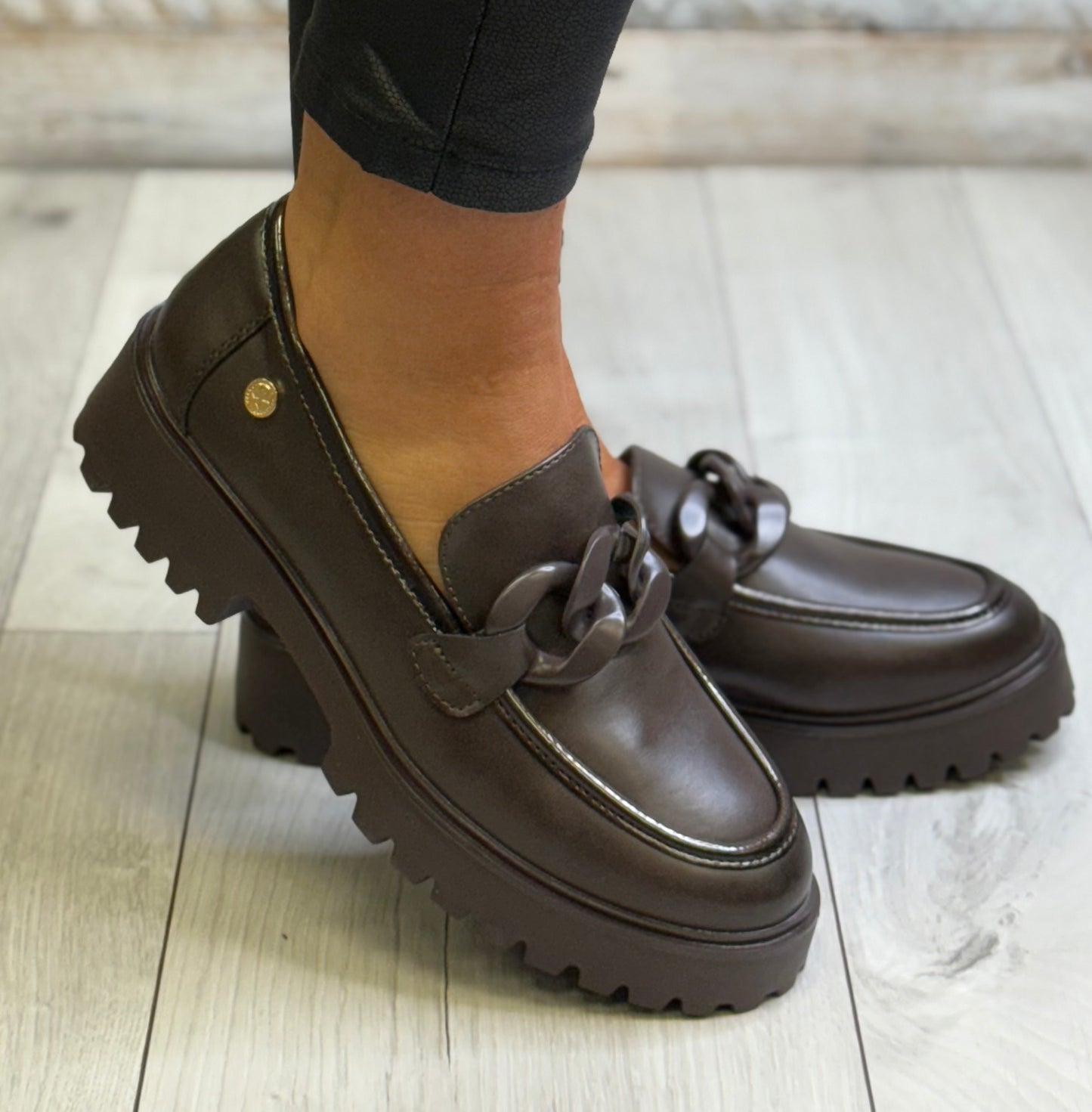 Xti - Brown Chain Detail Loafer (144491)