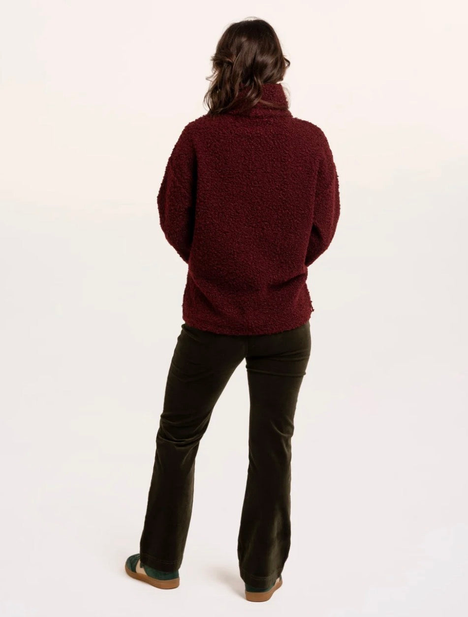 Brakeburn - ‘Hatchet’ Burgundy Boucle Cowl Neck Swetshirt