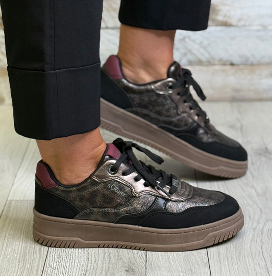 S Oliver - Black Leopard Combo Trainer