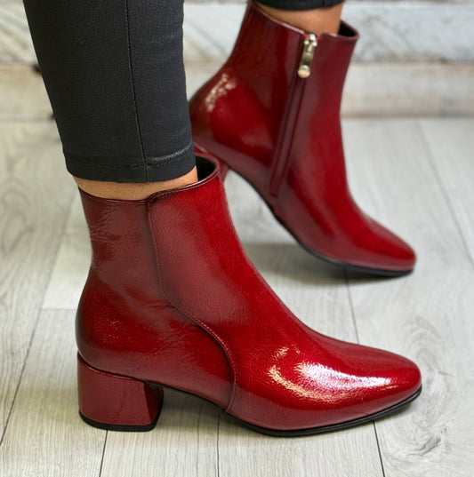 Marco Tozzi - Dark Red Patent Ankle Boot