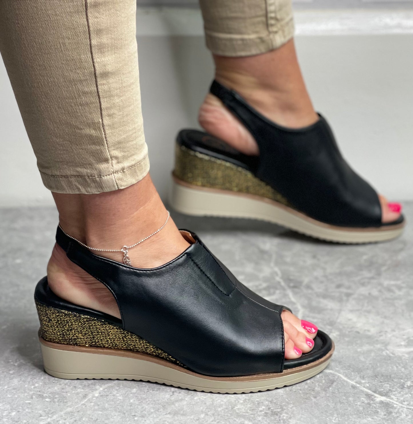 Zanni & Co - 'Mirfa One' Ink Wedge Sandal