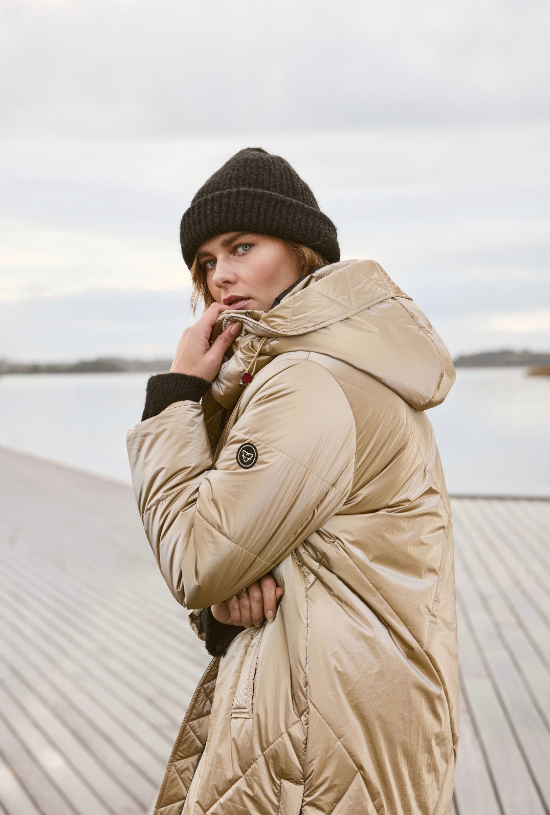 Frandsen - Gold Metallic Long Quilted Coat