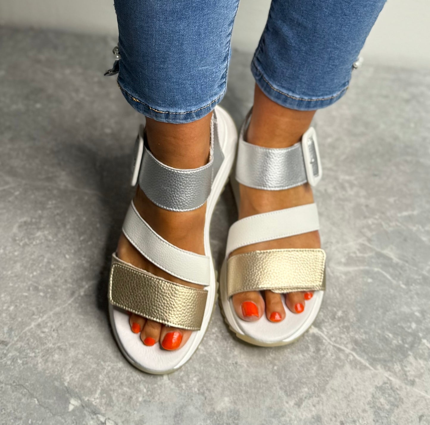 Rieker - Gold Combo Leather Sandal
