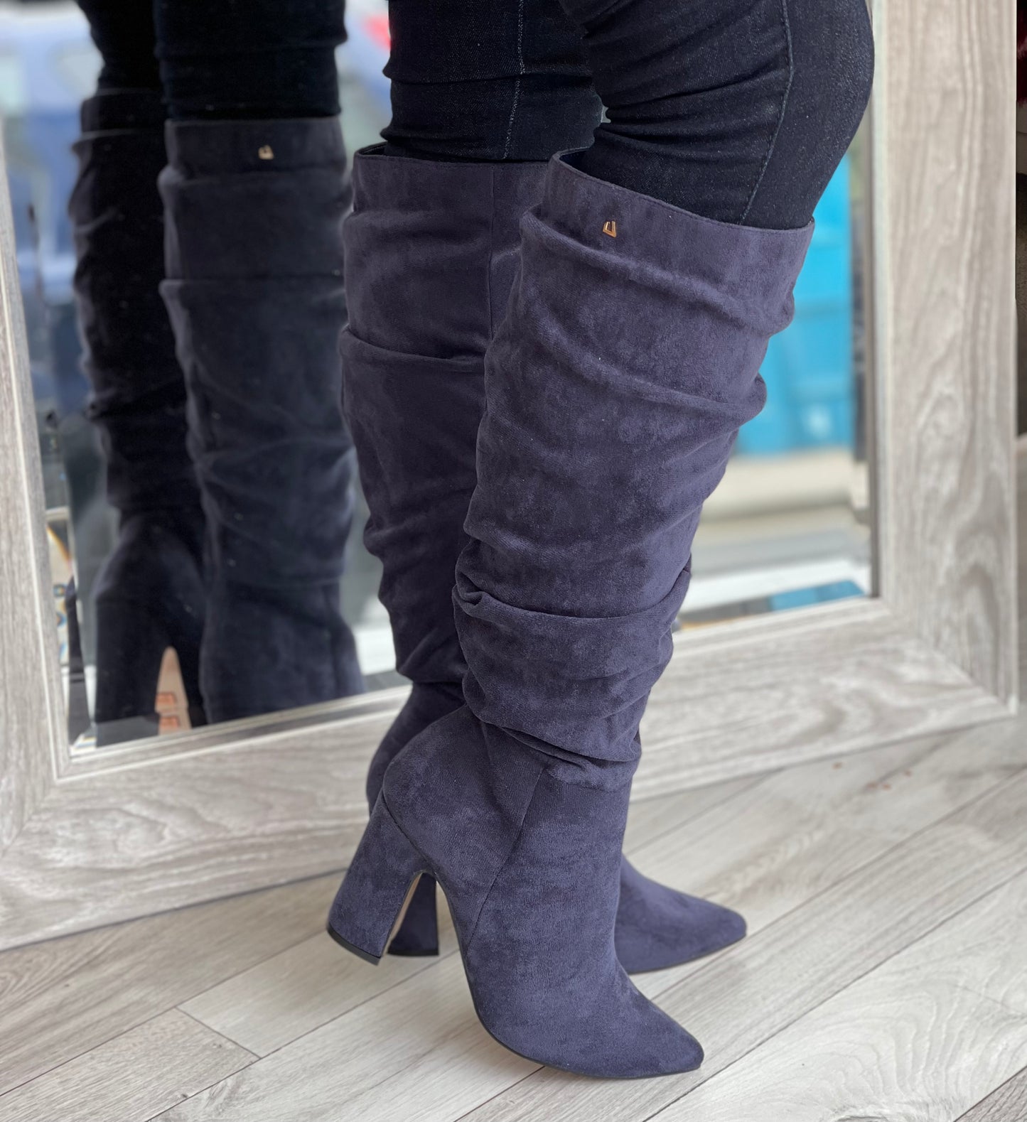 Una Healy - 'Famous Friends' Cobalt Long Slouch Boot