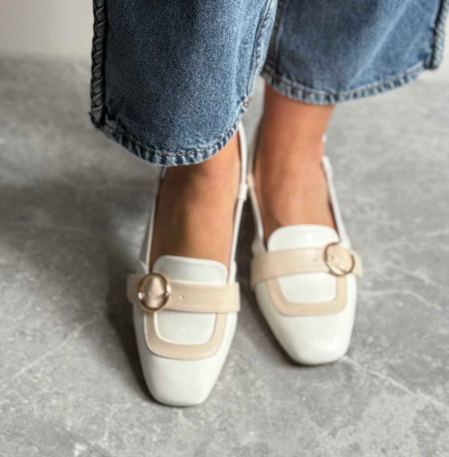 Dancing Matilda - Off White/Beige Slingback Shoe