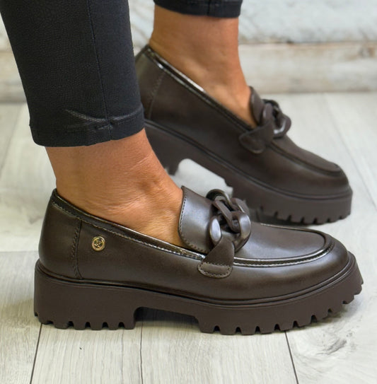 Xti - Brown Chain Detail Loafer (144491)