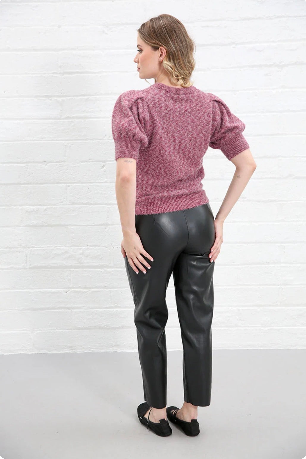 Rant & Rave - 'Penelope’ Black Faux Crop Leather Trouser