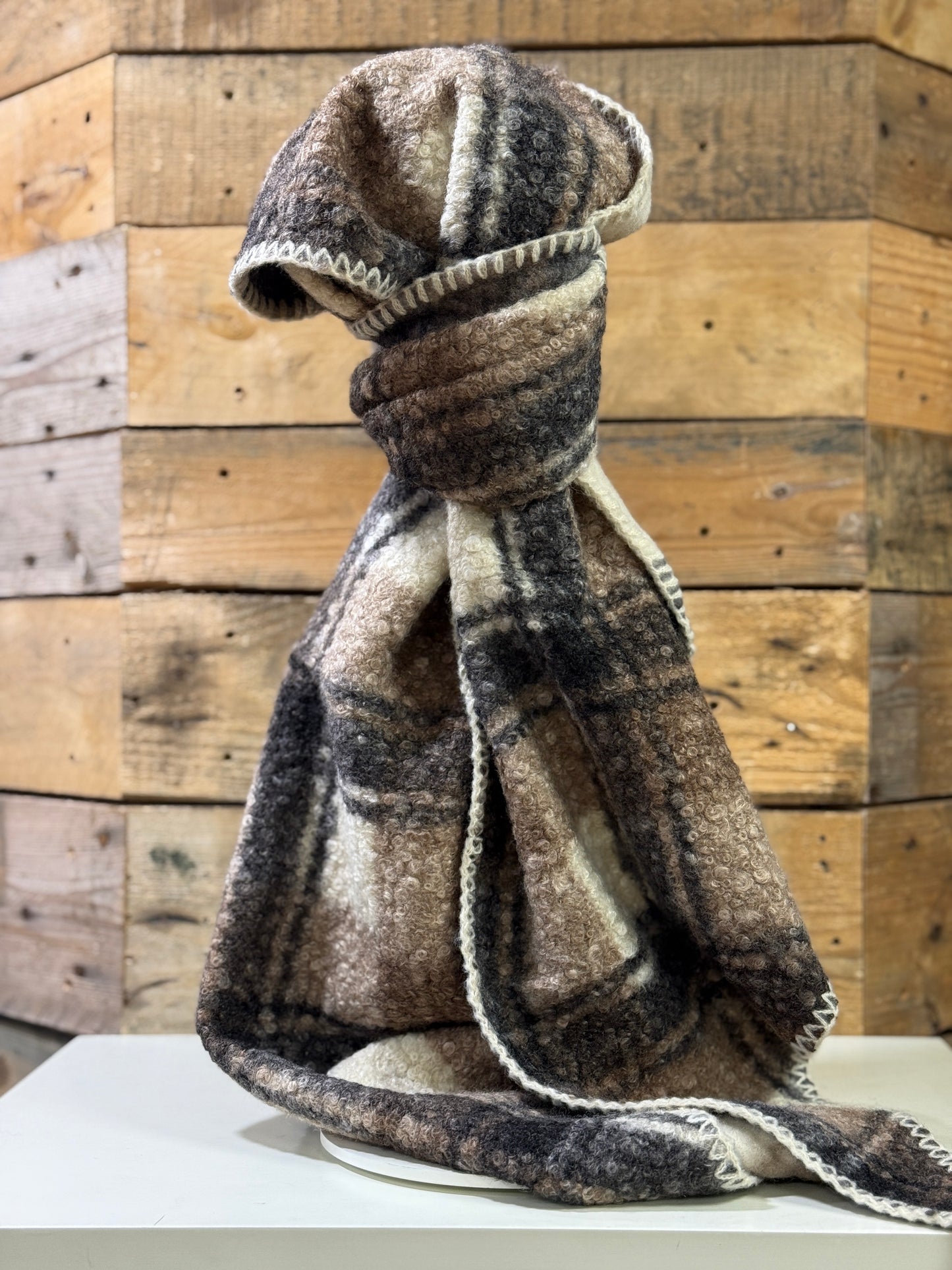 hannah k - Black/Brown Checked Scarf