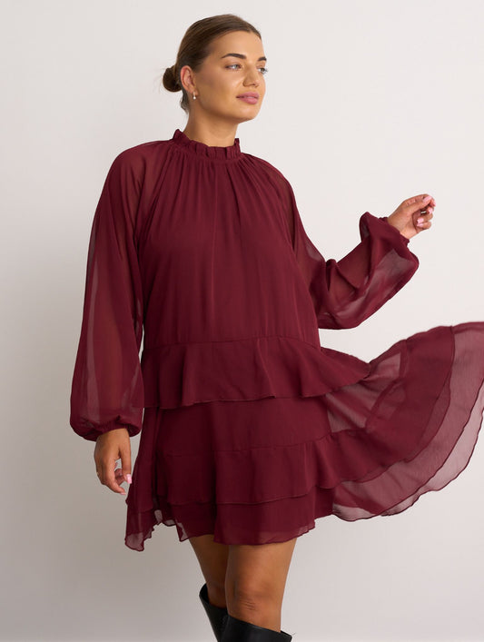 Merlot Chiffon Tiered Tunic