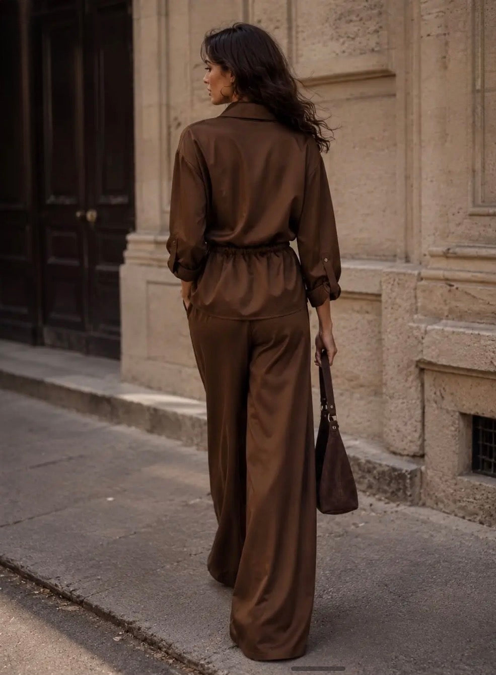 Brown 2 Pc Trouser Suit