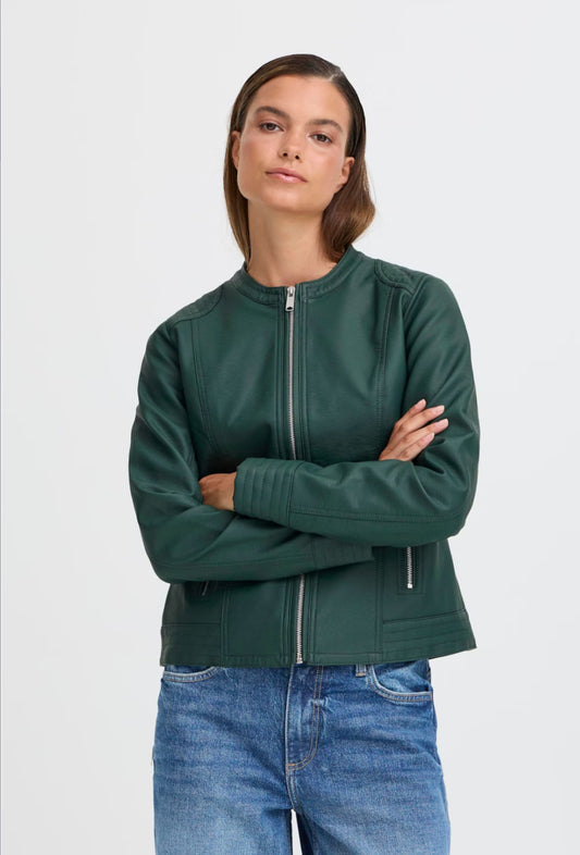b.young - Green Faux Leather Jacket