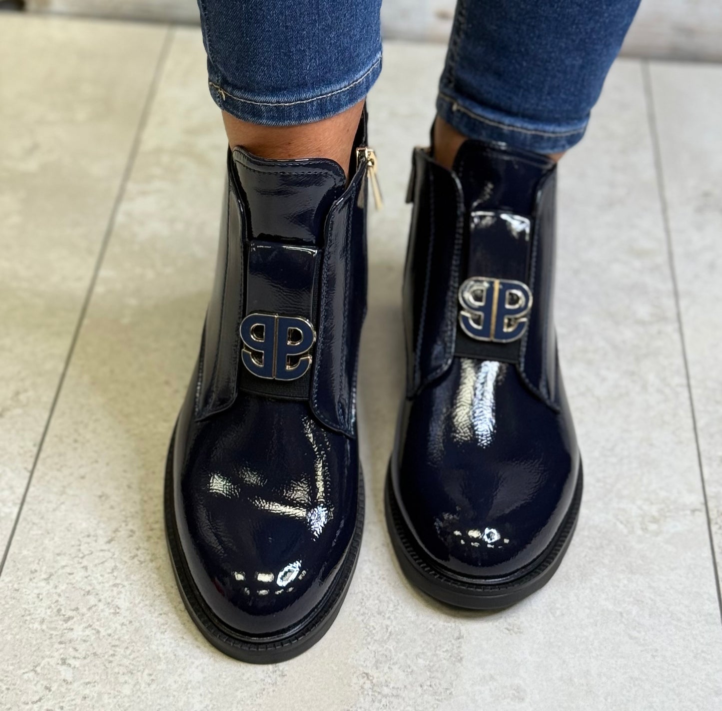 Patrizio Como - 'Lanciano' Navy Patent Ankle Boot