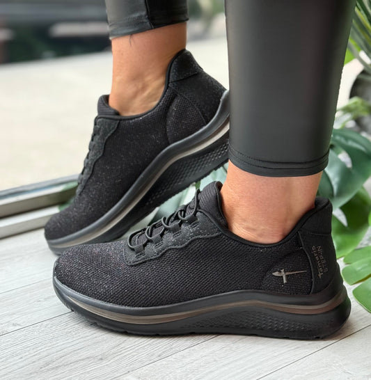 Tamaris Comfort - Black Sparkle Step In Trainer