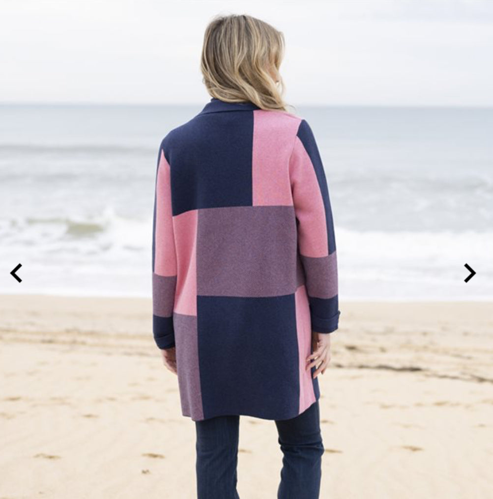 Marble - Pink/Navy Longline Cardigan