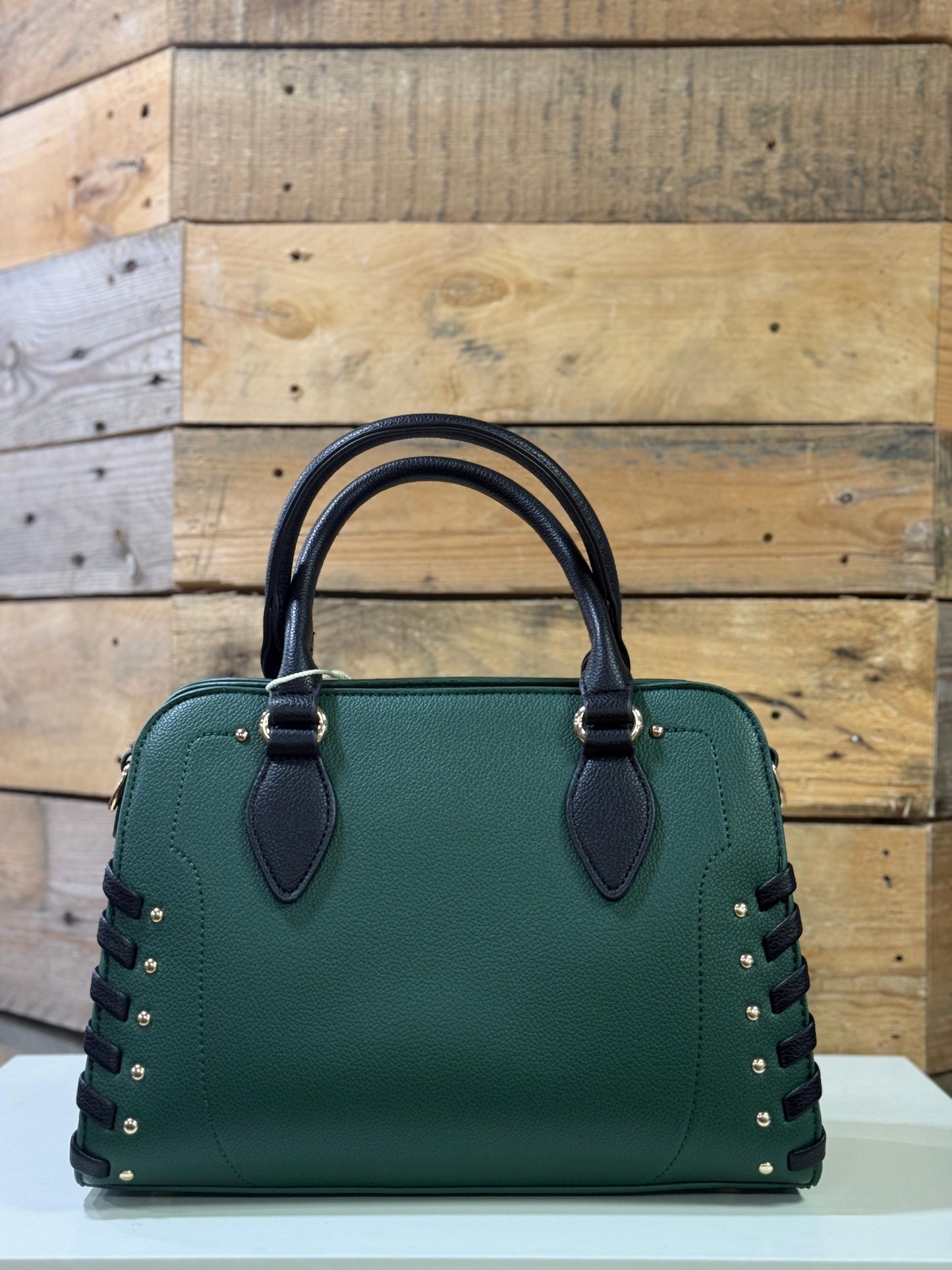 hannah k - 'Grace' Green/Black Detailed Handbag
