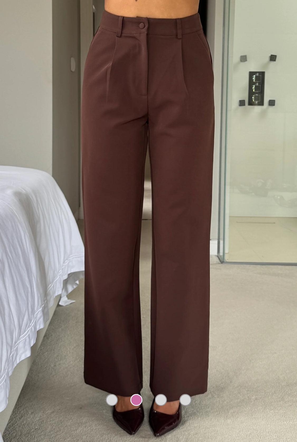 Girl In Mind - ‘Jo’ Brown Pleat Detail Tailored Trouser