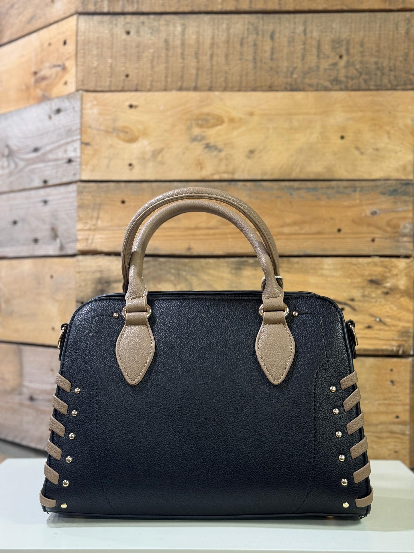 hannah k - 'Grace' Black/Taupe Detailed Handbag
