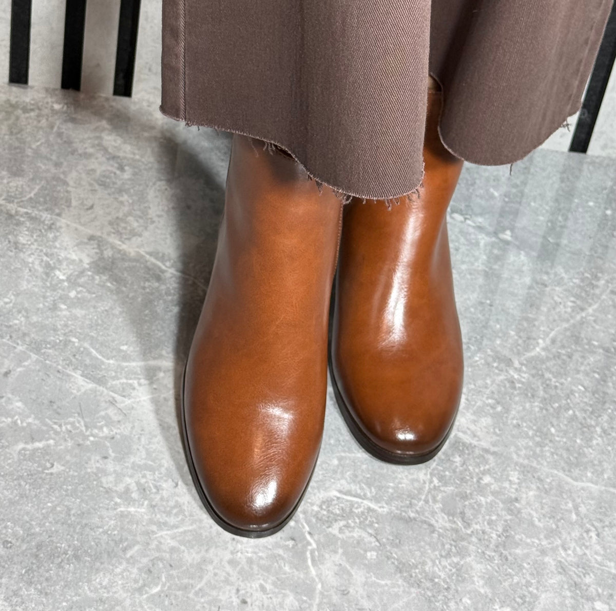 Patrizio Como - Caramel Block Heel Ankle Boot