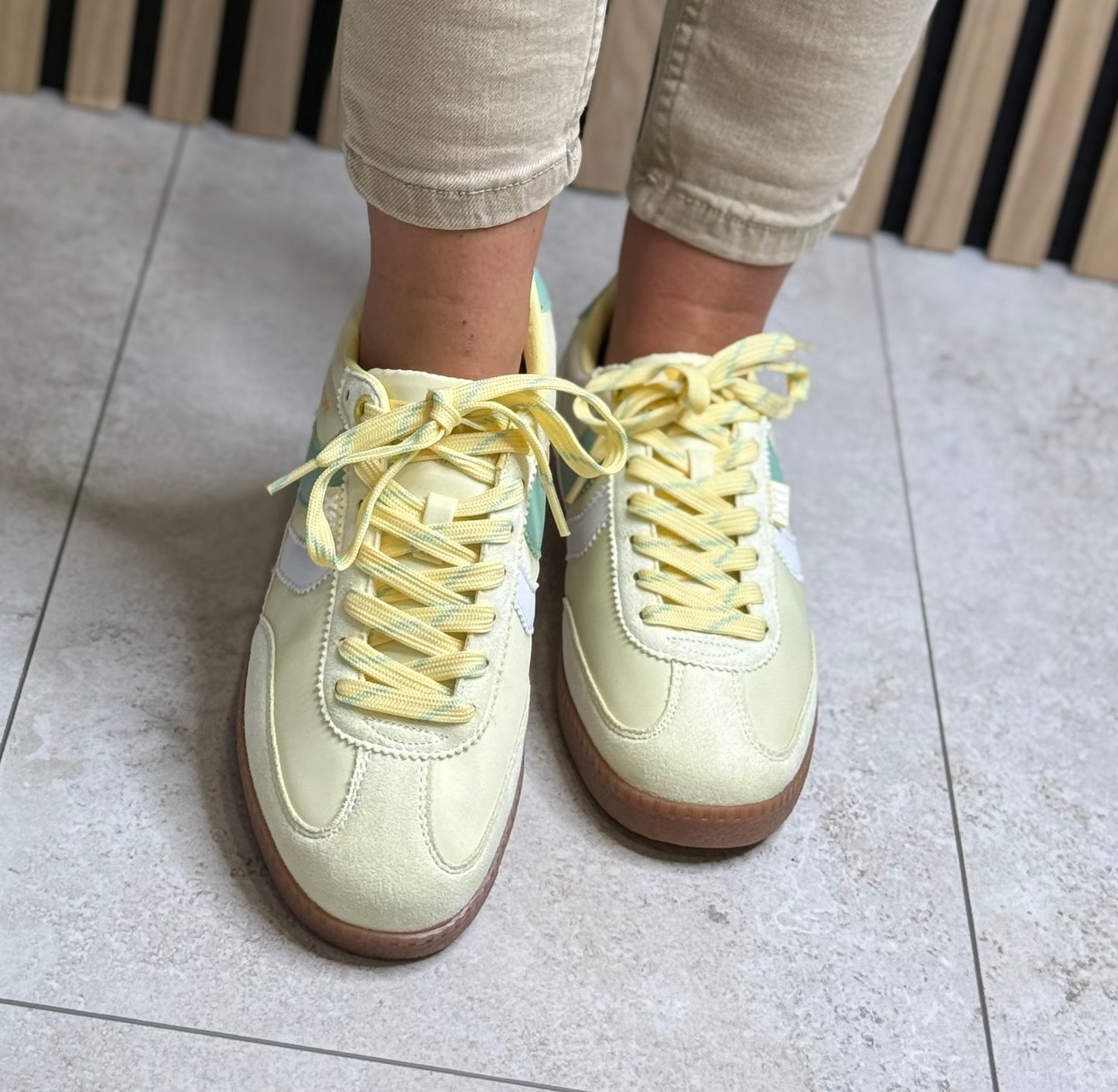 Xti - Lemon/Green Gum Sole Trainer (145052)