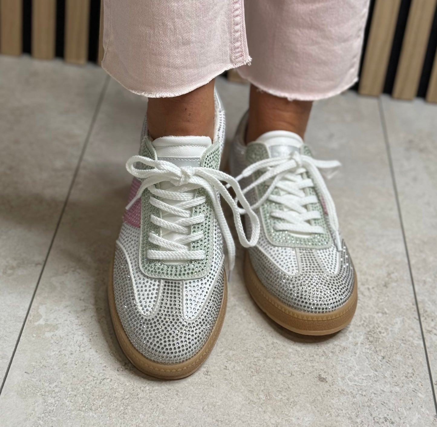 Tom Tailor - White Bling Combo Gum Sole Trainer