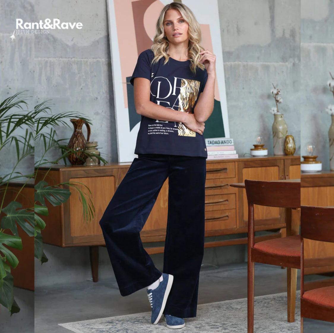 Rant & Rave - 'Rochelle’ Navy Wide Leg Cord