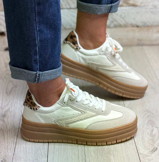 Teddy Smith - Off White Combo Platform Trainer (120305)