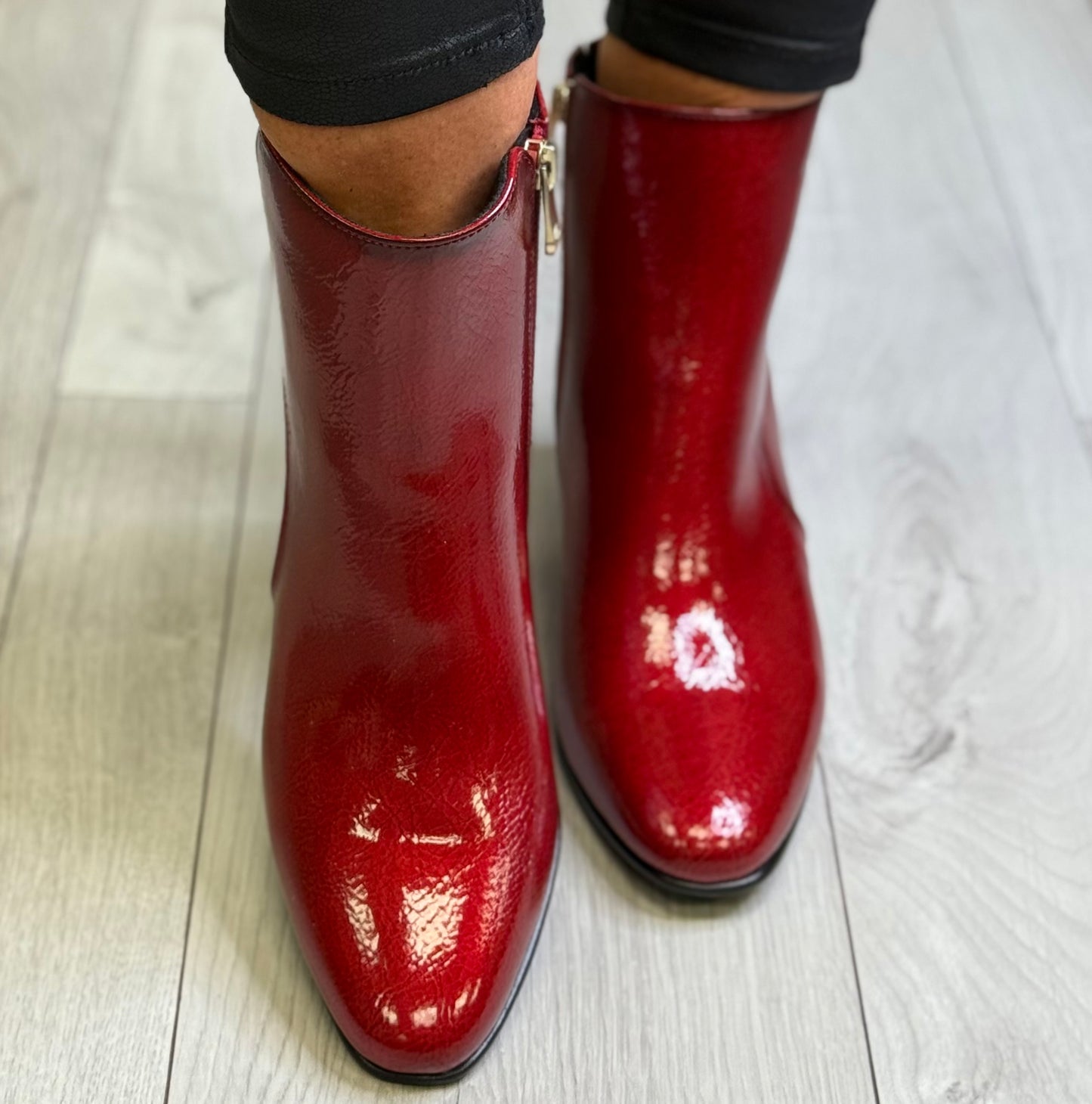 Marco Tozzi - Dark Red Patent Ankle Boot