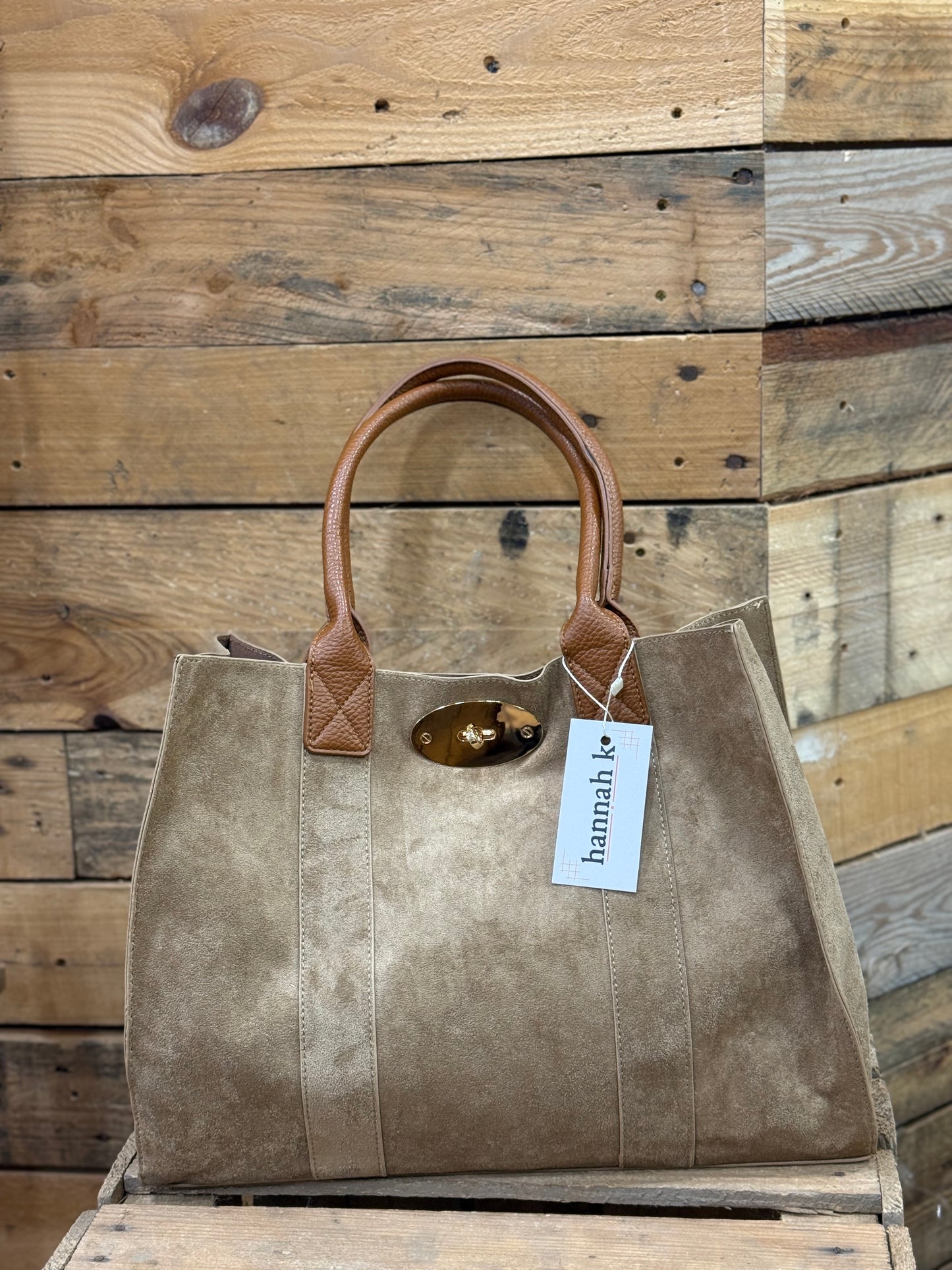 hannah k - 'Emily' Sand Faux Suede Handbag