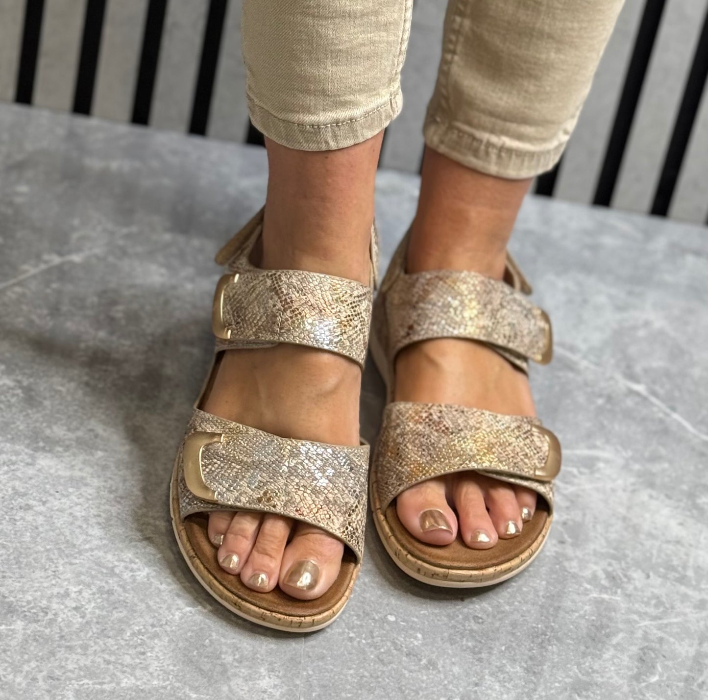 Lunar - 'Beatrice' Gold Velcro Sandal
