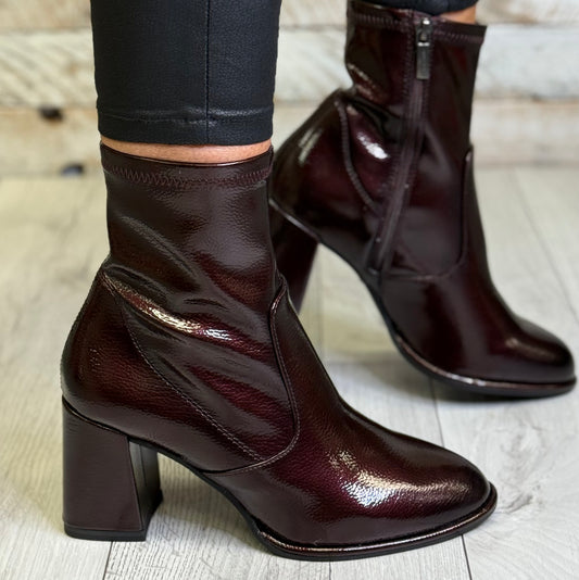 Tamaris - Merlot Patent Block Heel Boot