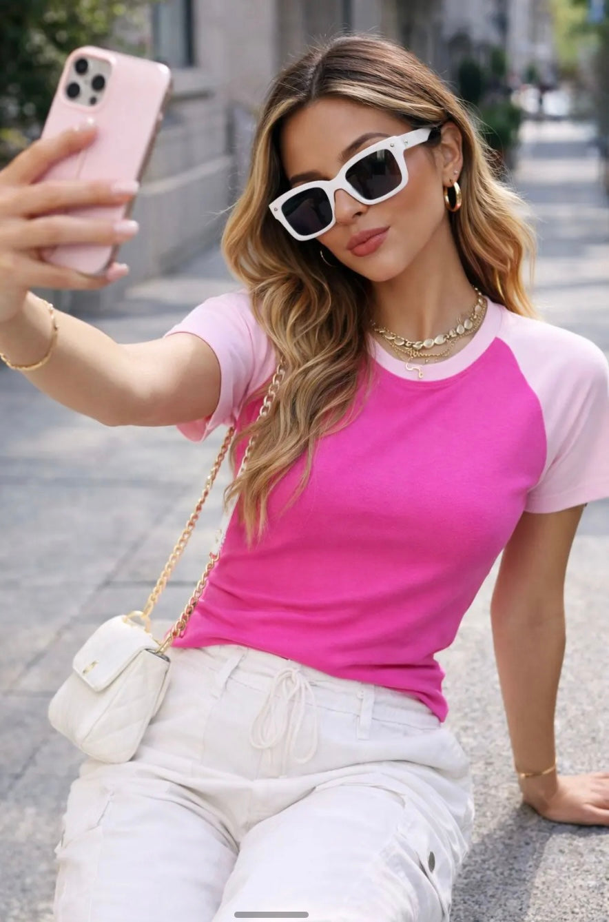Fuchsia 2 Tone Tee
