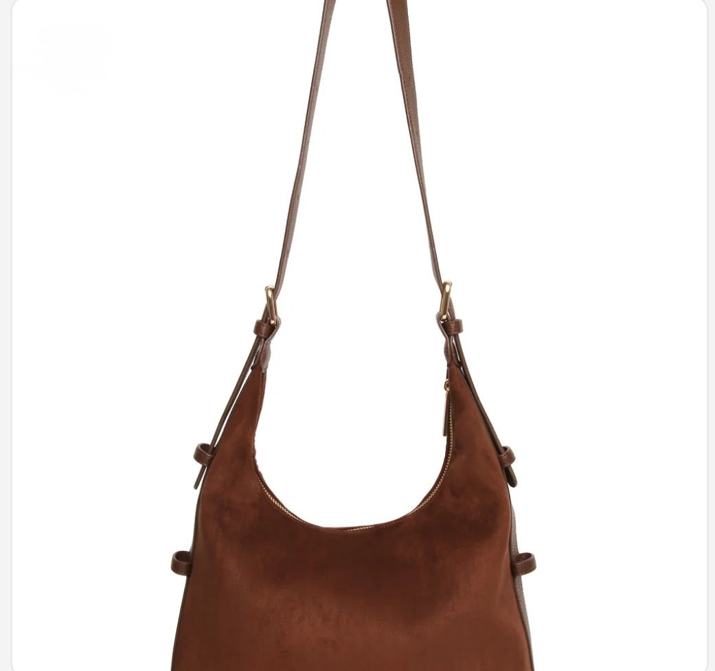Alice Wheeler - Kensington Chocolate Suede Large Crossbody