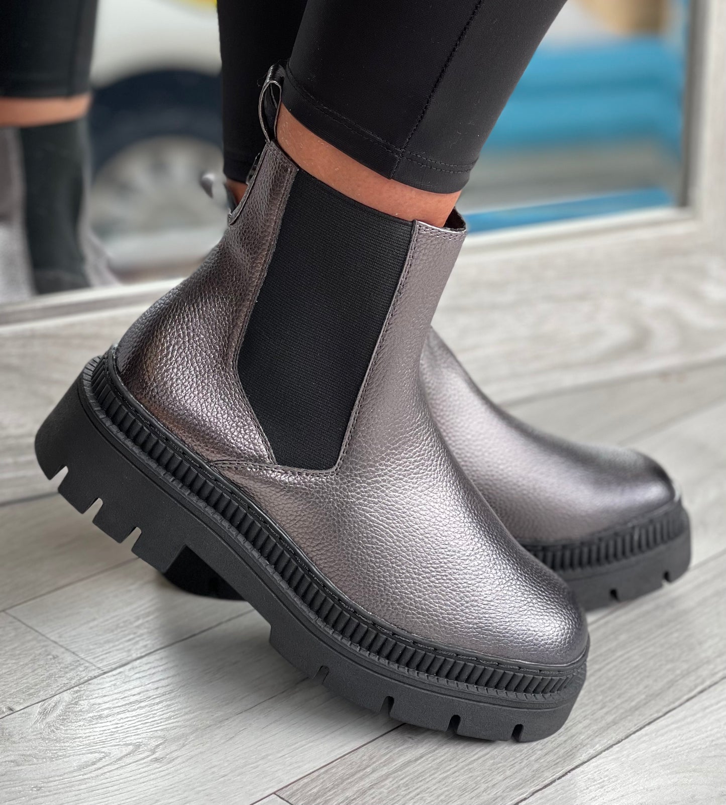 Marco Tozzi - Pewter Metallic Chunky Slip On Boot