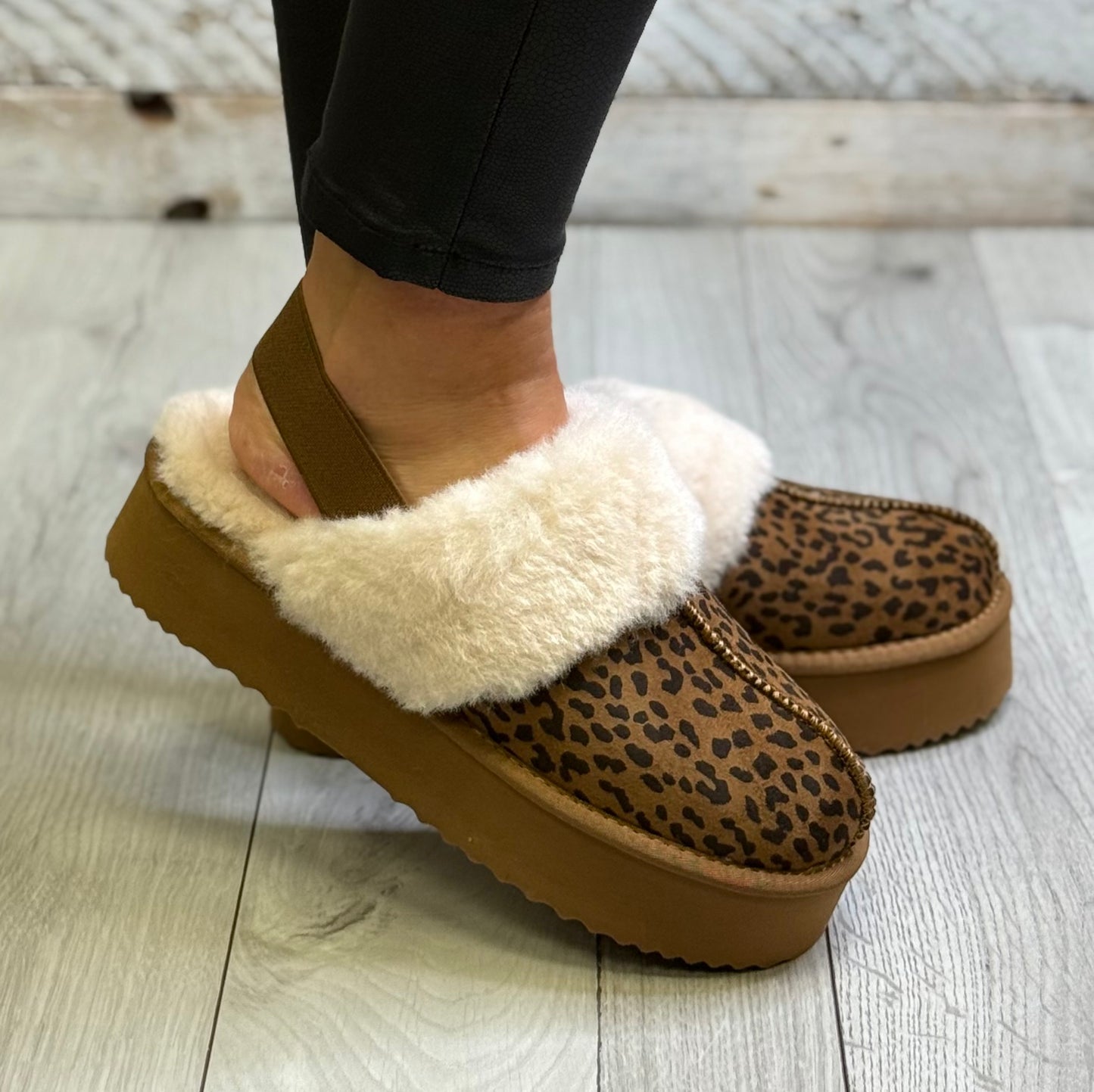 Xti - Leopard Faux Fur Lined Platform Mule (144440)
